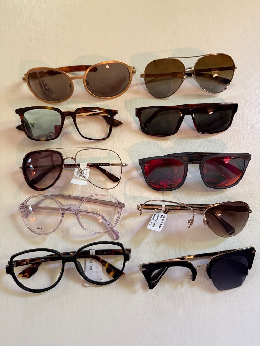 LUXURY SUNGLASSES, EYEGLASSES PARTS ONLY Mixed BUNDLE OF 10 CELINE, DIOR, ETRO
